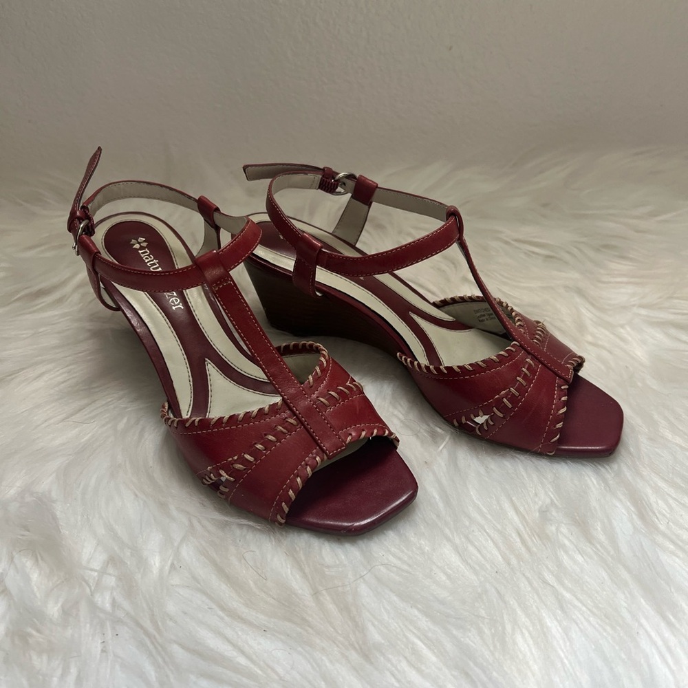 Naturalizer Red T-Strap Sandals